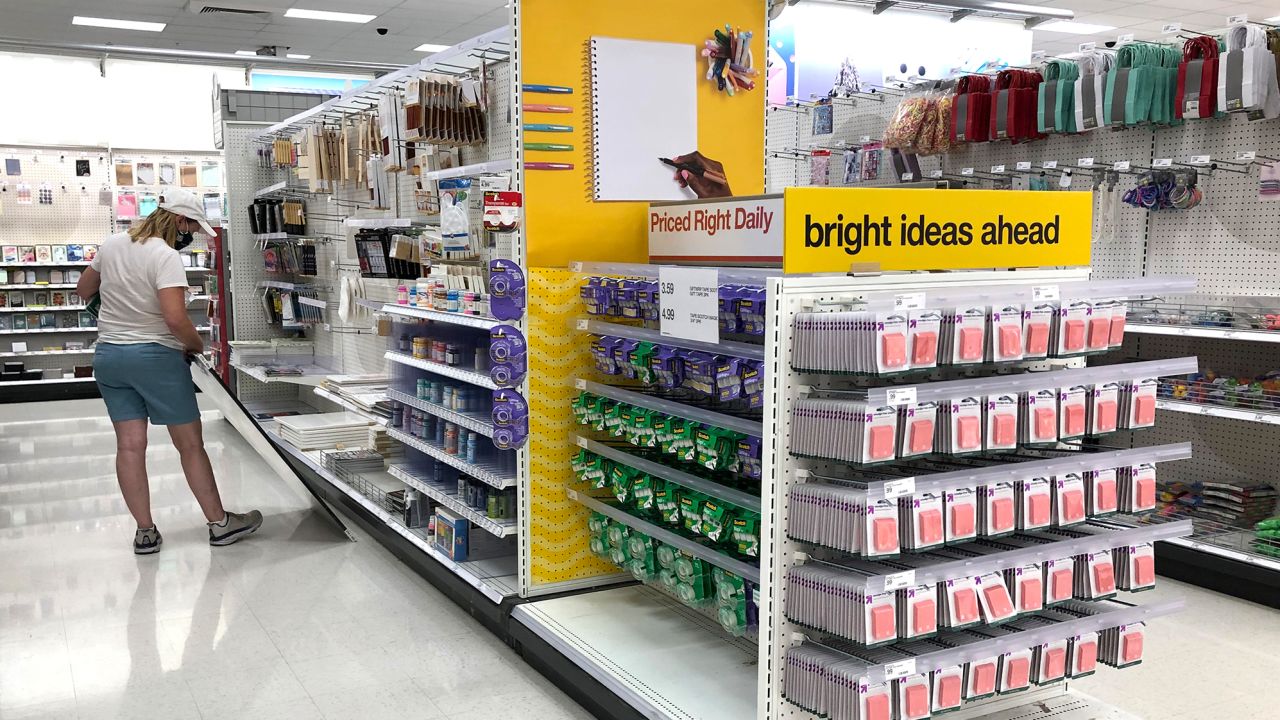Back-to-school supplies are displayed at a Target last year.