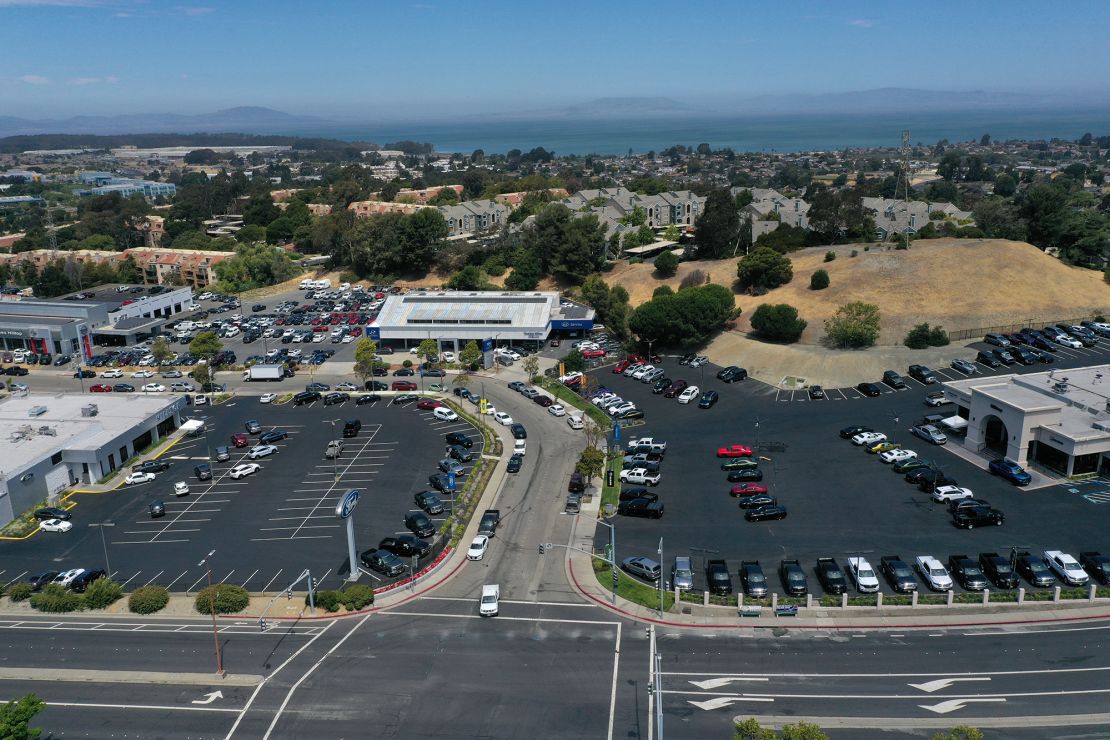 Lots at car dealers sit nearly empty in California. 