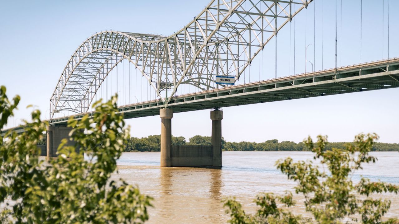 The Hernando DeSoto Bridge over the Mississippi River on the Tennessee-Arkansas line is seen May 14, days after it was closed.