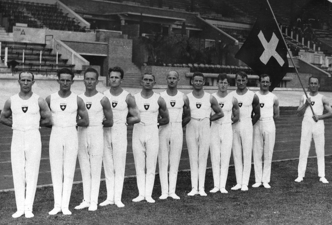 The Swiss men's gymnastics team at the 1928 Olympic Games in Amsterdam.