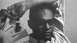 Close-up of American Civil Rights activist Robert Parris Moses, New York, 1964. (Photo by Robert Elfstrom/Villon Films/Gety Images)