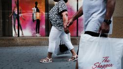 People walk through a shopping district in Brooklyn on July 16, 2021 in New York City.