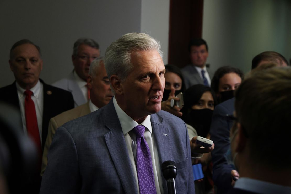 House Minority Leader Rep. Kevin McCarthy speaks to the press last month in Washington, DC.