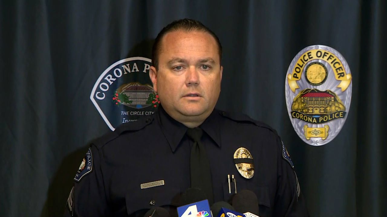Corona Police Corporal Tobias Kouroubacalis, seen here at a press briefing on Wednesday, said police are "99% sure" that the suspect they arrested acted alone.