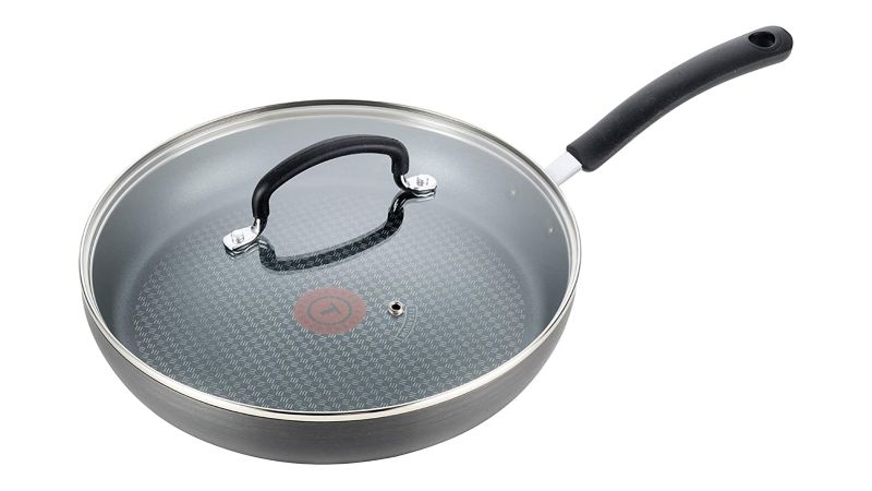 Large Deep Frying Pan With Glass Lid Non Stick Saute Fry Pan 