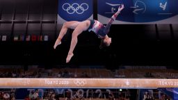 TOKYO, JAPAN - JULY 29: Sunisa Lee of Team United States competes on balance beam during the Women's All-Around Final on day six of the Tokyo 2020 Olympic Games at Ariake Gymnastics Centre on July 29, 2021 in Tokyo, Japan. (Photo by Jamie Squire/Getty Images)