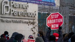 Anti-abortion demonstrators gather at Planned Parenthood of DC, where abortions are performed, as part of this year's March for Life rally on January 29, 2021, in Washington, DC. 