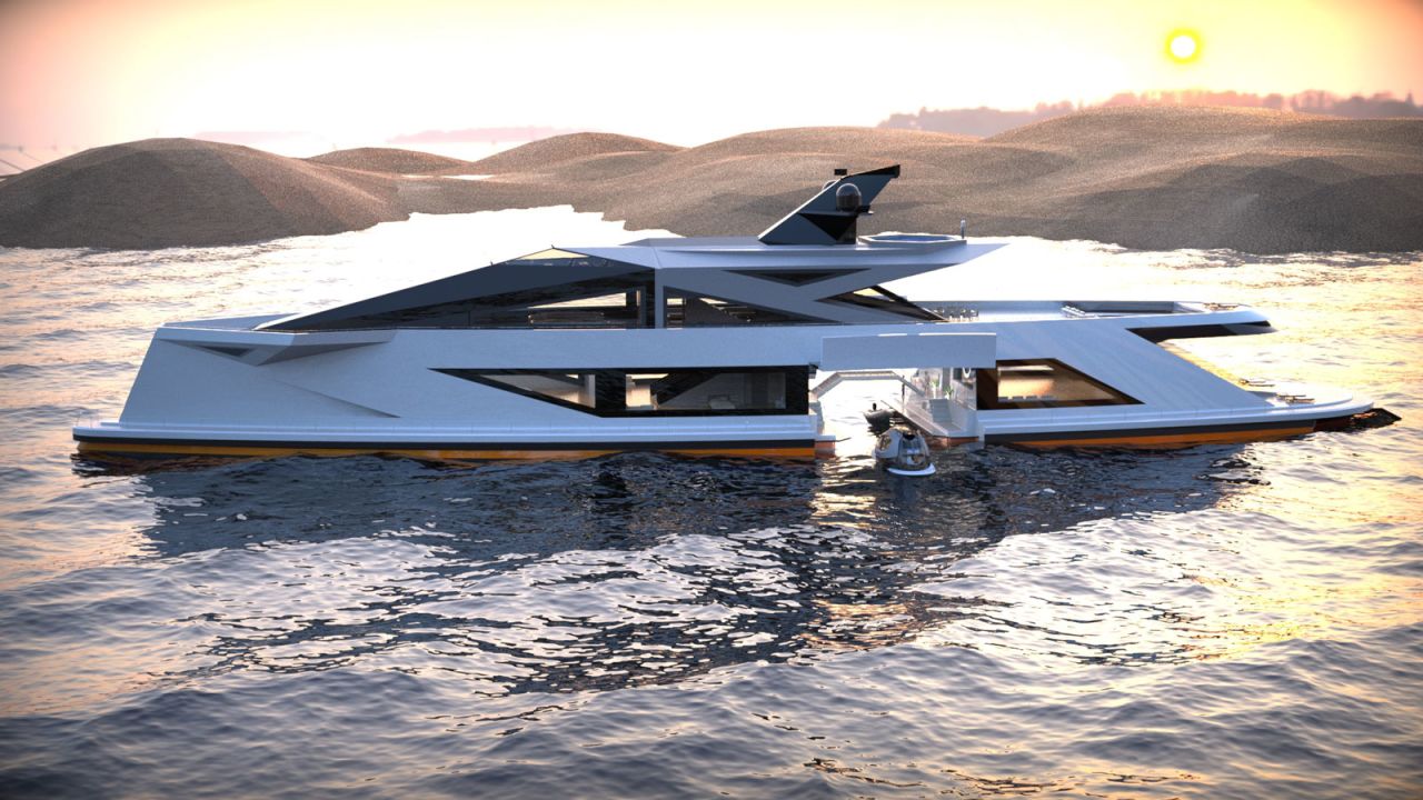 <strong>Lighter weight:</strong> The yacht is to be constructed entirely of dry carbon fiber, making it 50% lighter than other similar sized yachts, according to the design team.