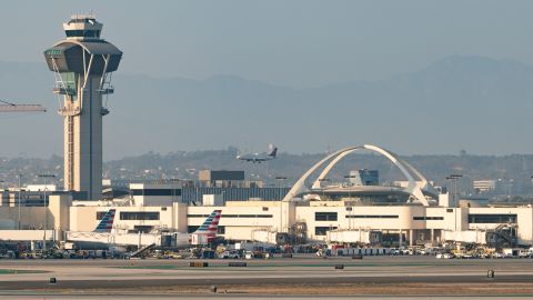 LOS ANGELES, CA - AUGUST 27: General Views of LAX and the airport control tower on August 27, 2020 in Los Angeles, California.  (Photo by AaronP/Bauer-Griffin/GC Images)