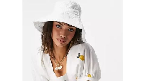 Asos Design Broderie Fisherman Bucket Hat