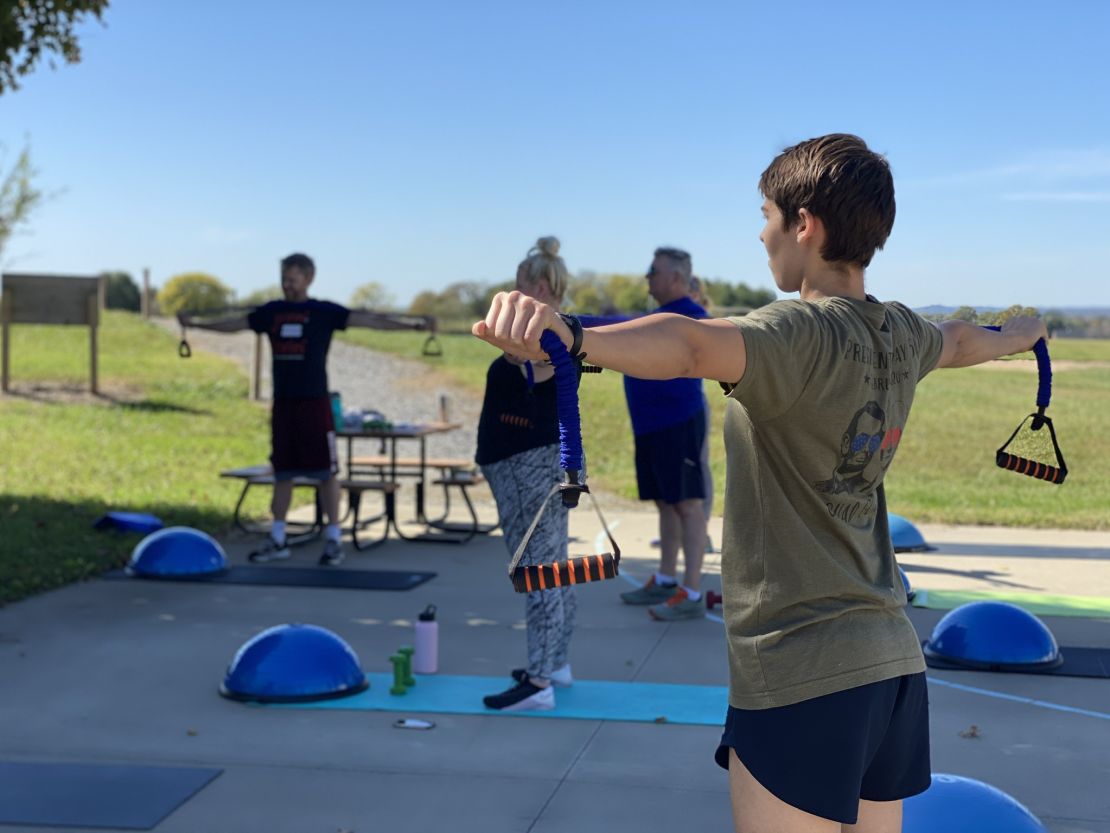 Participants exercise during a Fit Farm retreat.