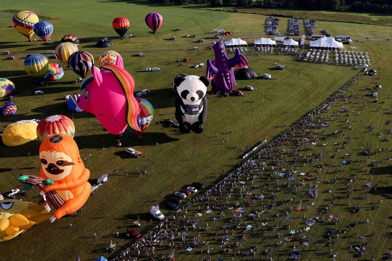 Colorful balloons are seen in Readington, New Jersey, on Saturday, July 24, during the annual New Jersey Festival of Ballooning.