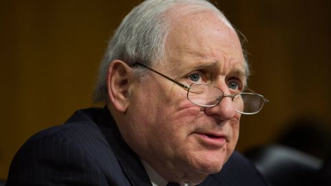In this April 1, 2014, file photo, Sen. Carl Levin speaks during a hearing on Capitol Hill in Washington.