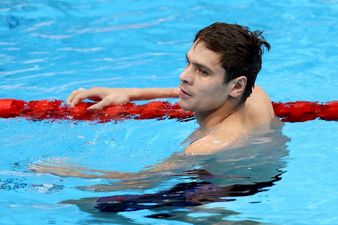 Rylov reacts after winning the gold medal in the men's 100m backstroke.