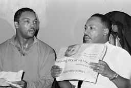 Dr. Martin Luther King Jr., right, and his aide, Rev. Jesse Jackson, in Chicago, on August 19, 1966.