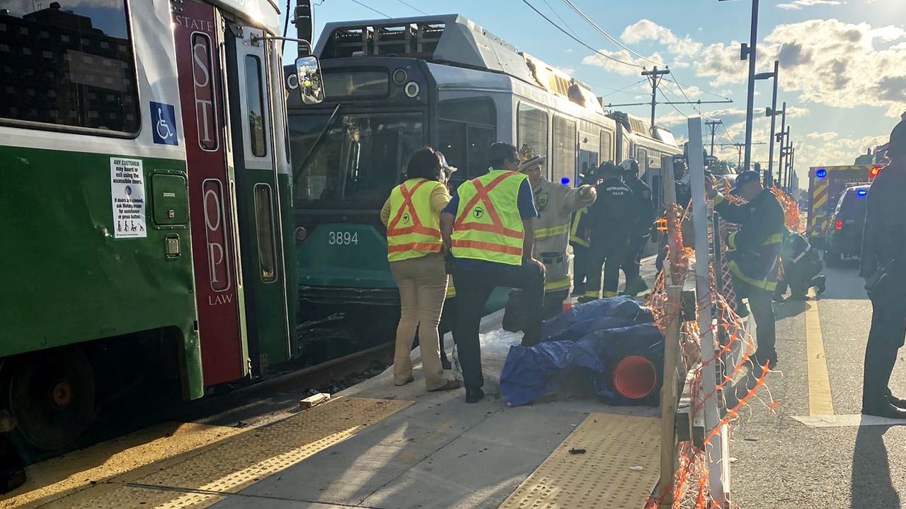 Two Green Line trains were involved in a collision on Friday in Boston.