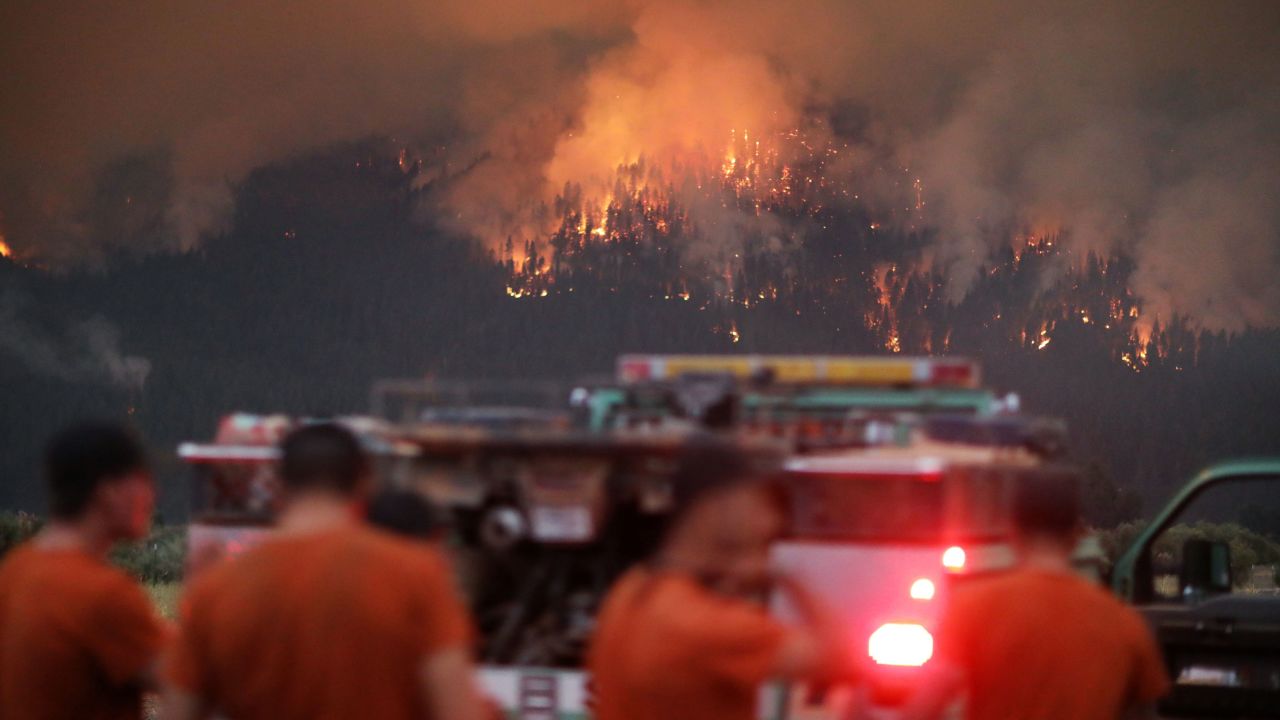 The Dixie Fire burns near Taylorsville, California, on July 29, 2021.