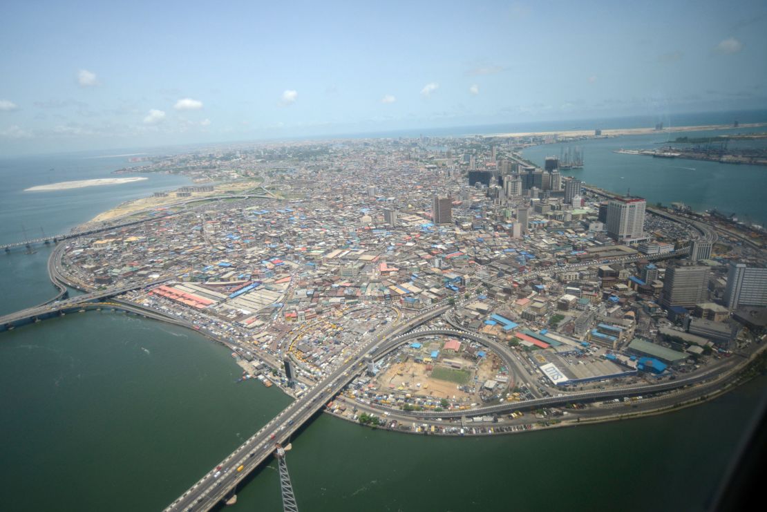 An aerial view of Lagos Island in Lagos, the commercial capital of Nigeria, in April 2016.