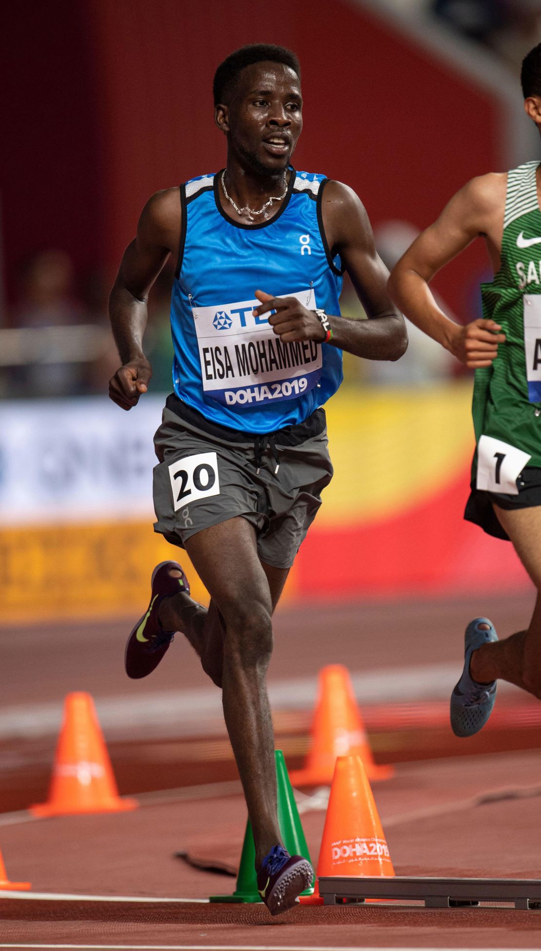 Mohammed competes in the men's 5,000-meter heats at the 2019 World Athletics Championship.