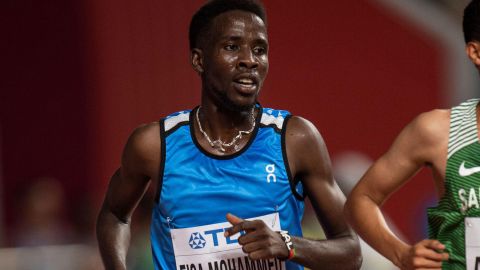 Mohammed competes in the men's 5,000-meter heats at the 2019 World Athletics Championship.