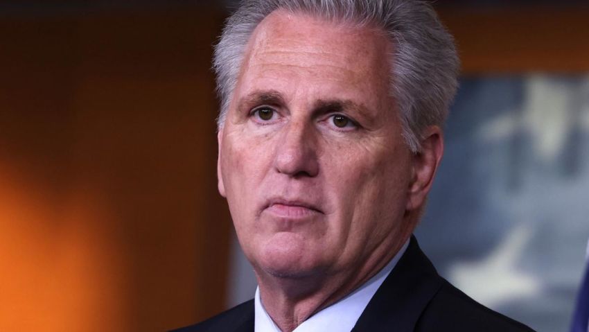WASHINGTON, DC - JULY 22: House Minority Leader Kevin McCarthy (R-CA) speaks at his weekly news conference at the Capitol building on July 22, 2021 in Washington, DC. Leader McCarthy spoke about the rise in inflation and its affects on his constituents and also the controversy over the make-up the January 6th select committee. (Photo by Anna Moneymaker/Getty Images)