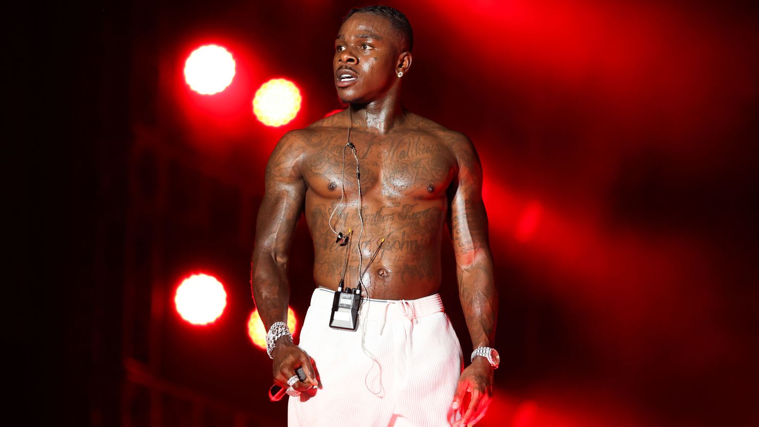 DaBaby performs on stage during Rolling Loud at Hard Rock Stadium on July 25, 2021 in Miami Gardens, Florida.
