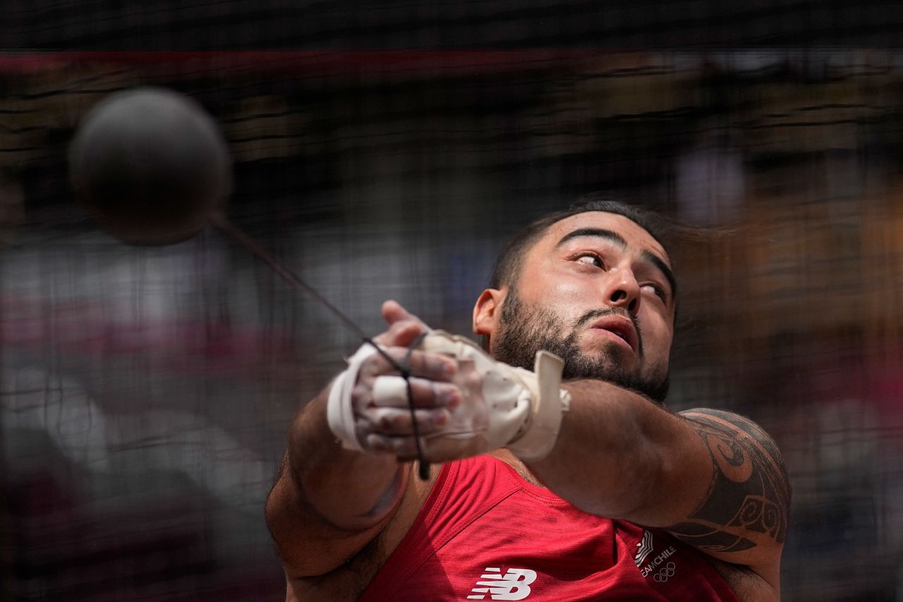 Chile's Humberto Mansilla competes in hammer throw qualifications on August 2.