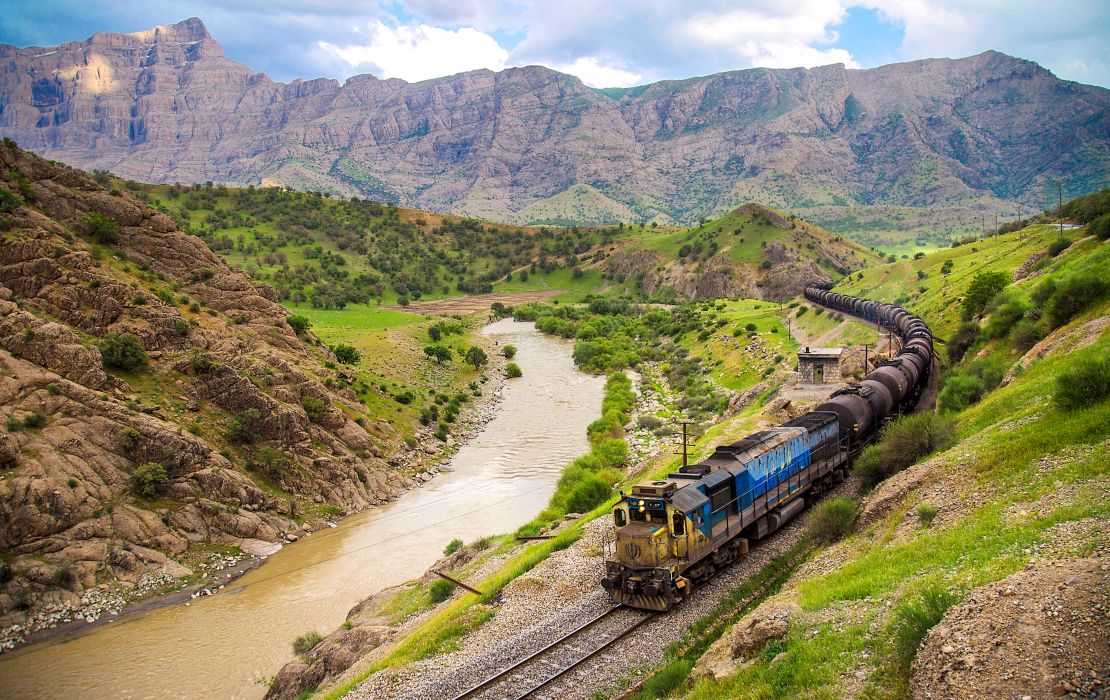 The Trans-Iranian Railway connects the Persian Gulf with the Caspian Sea.