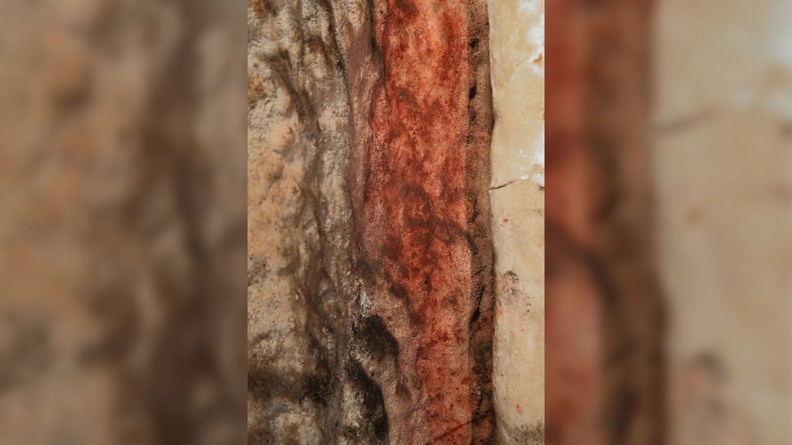 This is a close-up of the red markings, which were made from ocher.