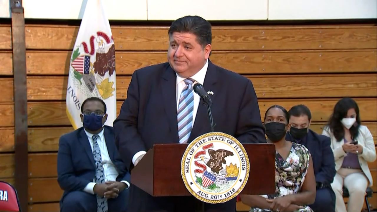 Illinois Gov. J.B. Pritzker speaks at an event in August.