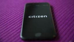 The Citizen application is displayed on an iPhone in New York, U.S., in June 2019. Citizen uses a mix of humans and technology to monitor police scanners and sends out alerts to users regarding incidents occurring within about a one-mile radius of their smartphones. 