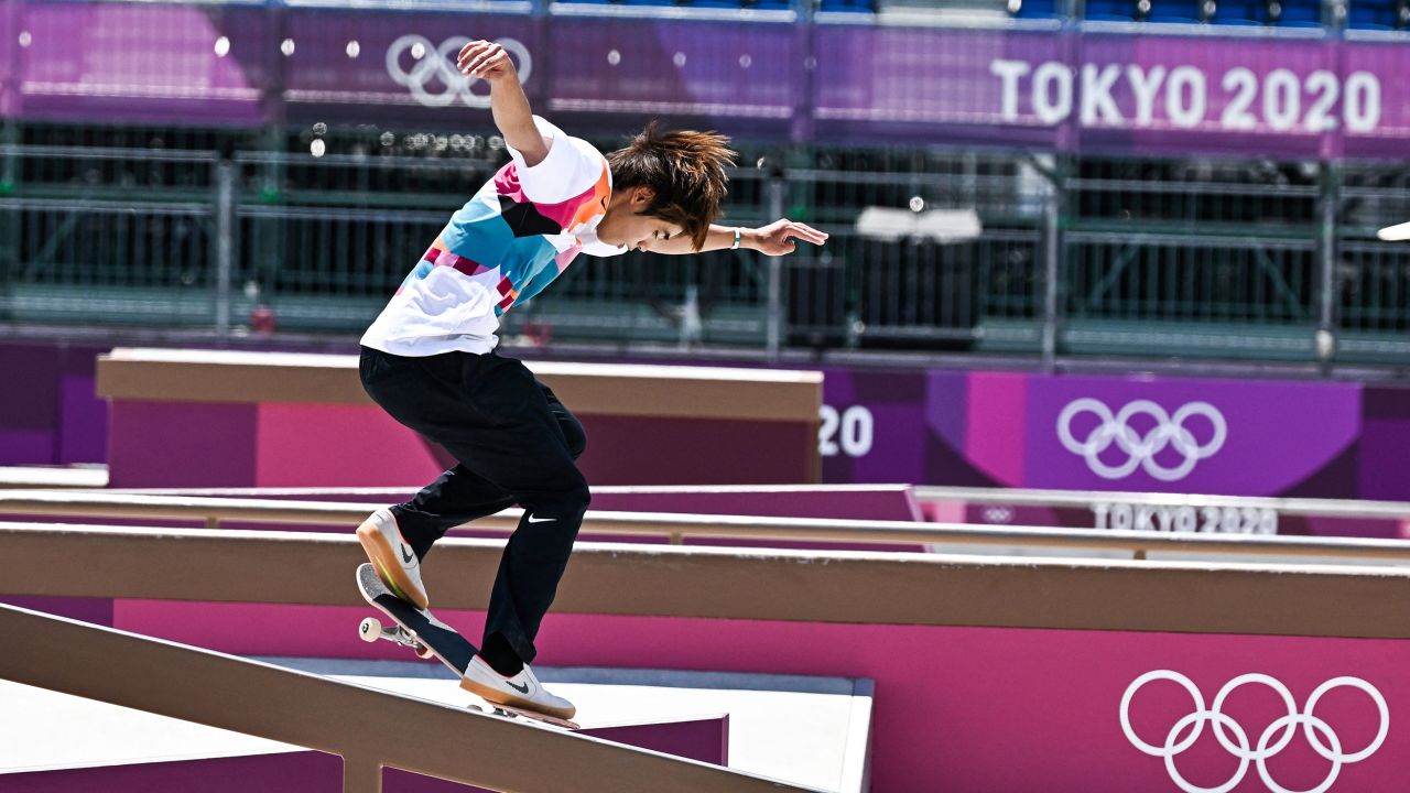 Japan's Yuto Horigome competes in the men's street final at the Tokyo Olympics on July 25.