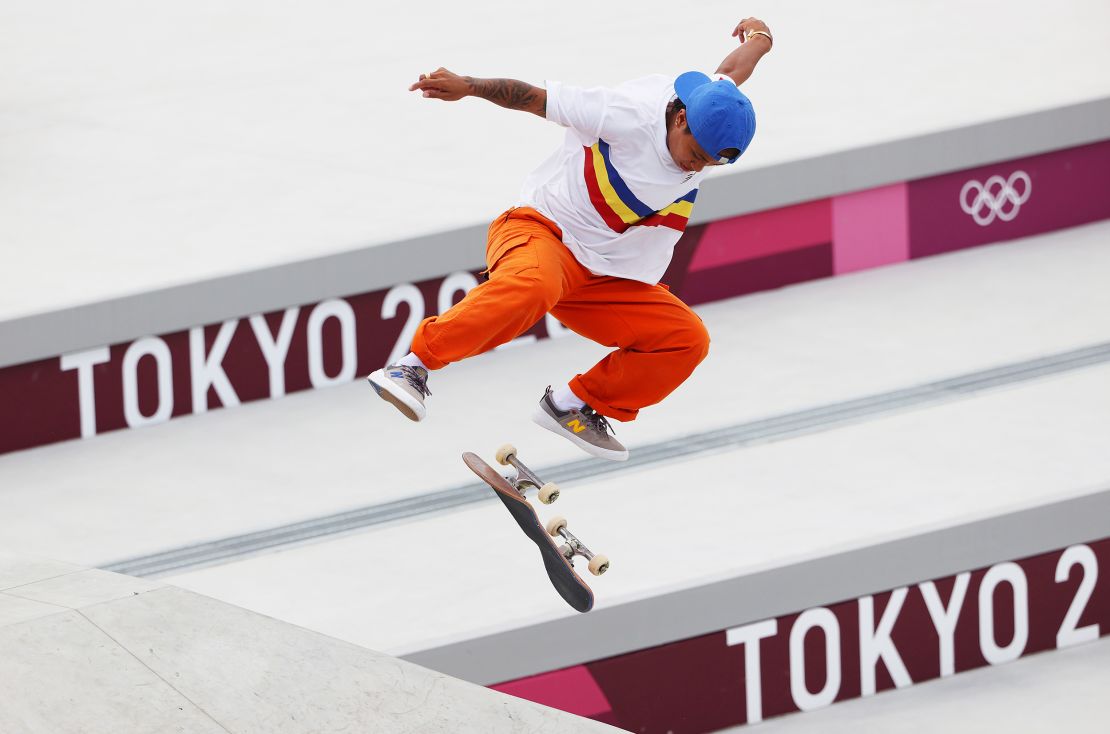 Margielyn Didal of Team Philippines competes in the women's street skateboarding final in Tokyo.