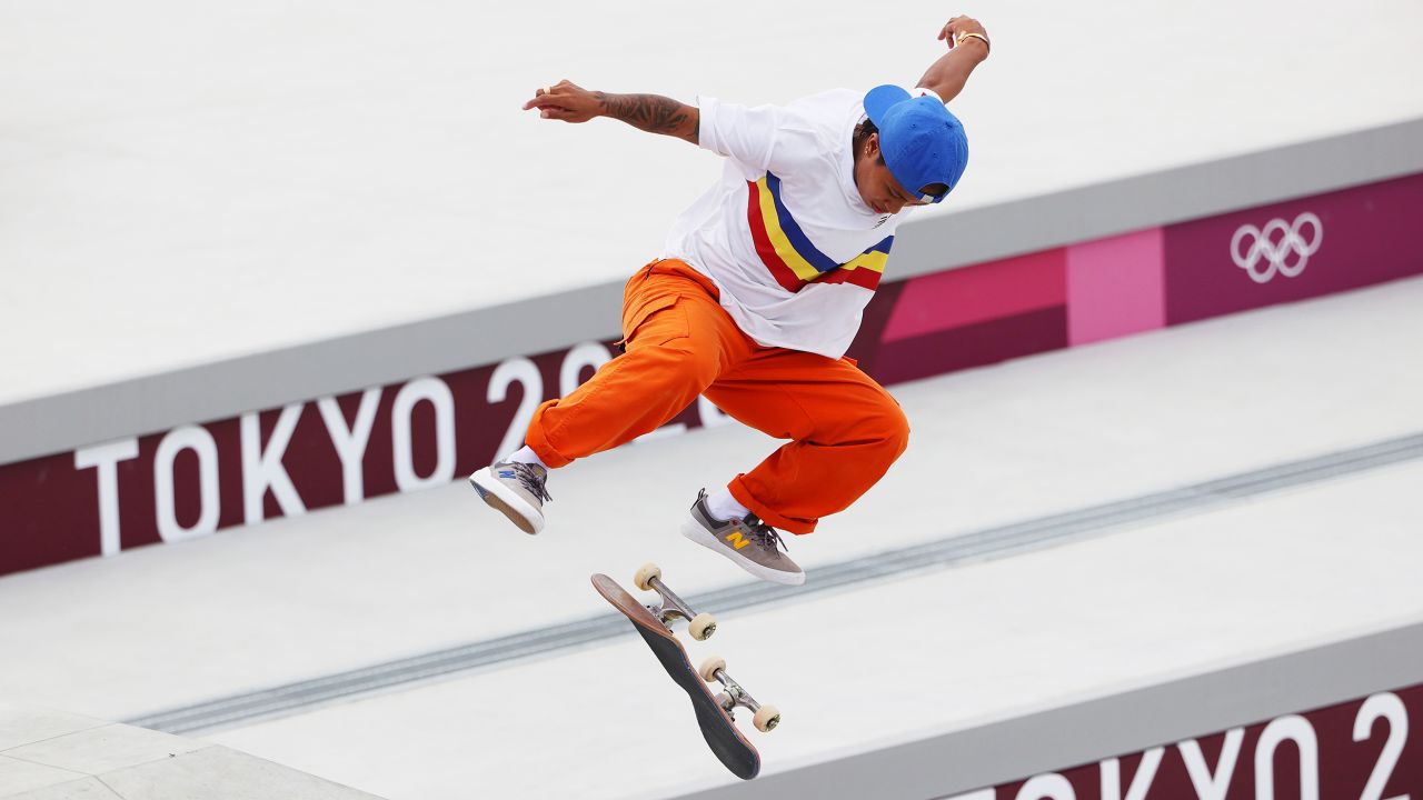 Margielyn Didal of Team Philippines competes in the women's street skateboarding final in Tokyo.