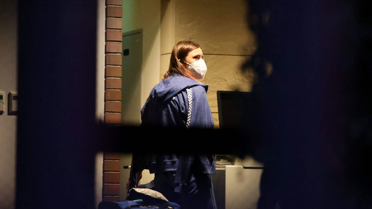 Timanovskaya enters the Polish embassy in Tokyo on August 2, 2021.