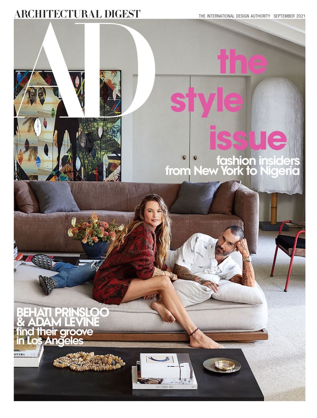 Behati Prinsloo and Adam Levine front the cover of Architectural Digest's September Style issue.