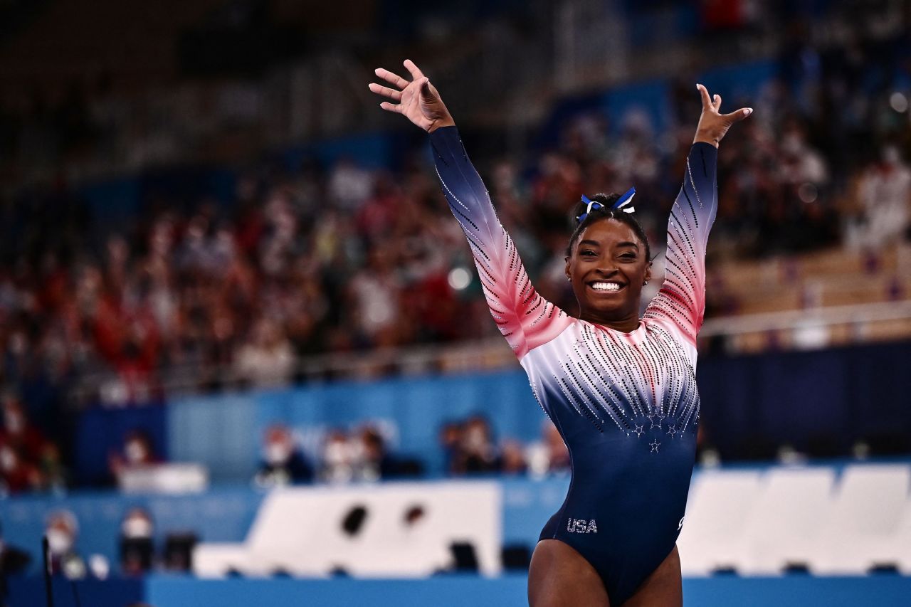 Biles scored an even 14.000 points in Tuesday's competition, with a 6.1 in difficulty and 7.9 in execution. Gold medalist Guan Chenchen finished at 14.633, and silver medalist Tang Xijing had a score of 14.233.