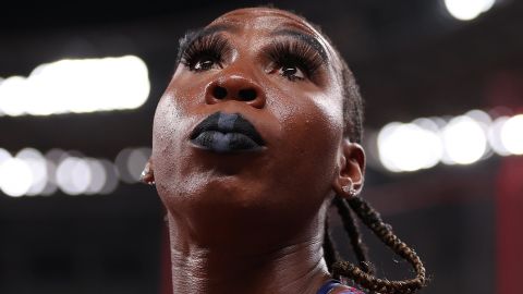 Gwen Berry during the hammer throw final at Tokyo 2020. 