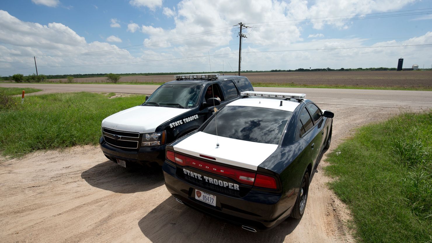 Texas Department of Public Safety (DPS) troopers patrol near the Texas-Mexico border. 
