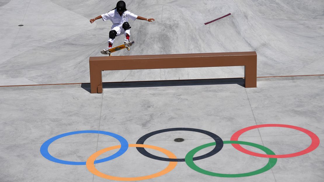 Kokona Hiraki competes in the women's park prelims in Tokyo.
