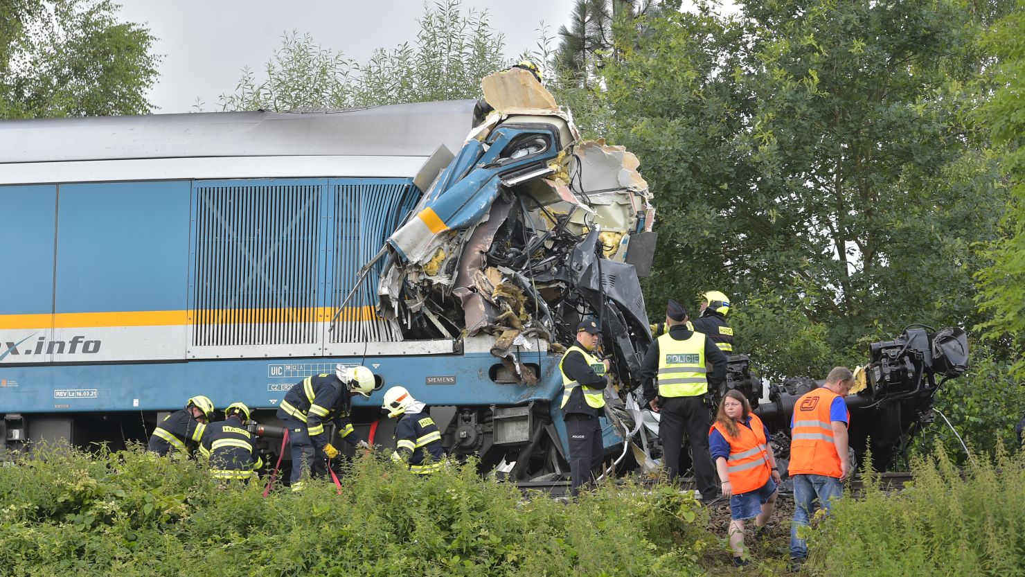 The trains collided near the village of Milavce, around 85 miles southwest of the Czech capital Prague.