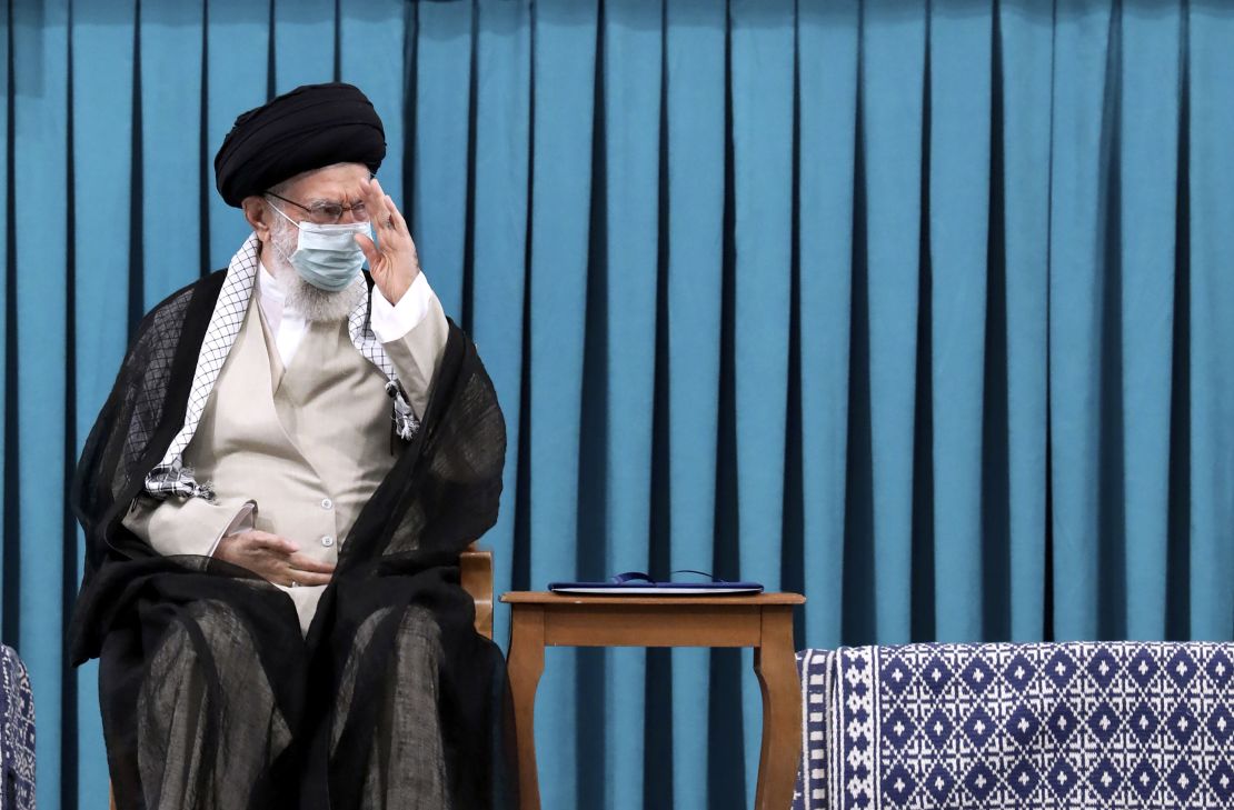 Khamenei at an endorsement ceremony to give his official seal of approval to Raisi on August 3.