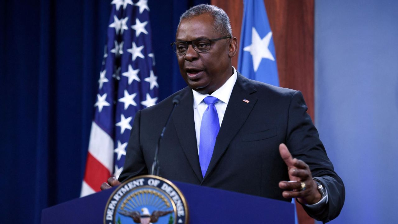US Defense Secretary Lloyd Austin holds a press conference on July 21, 2021, at The Pentagon in Washington, DC. (Photo by Olivier DOULIERY / AFP) (Photo by OLIVIER DOULIERY/AFP via Getty Images)