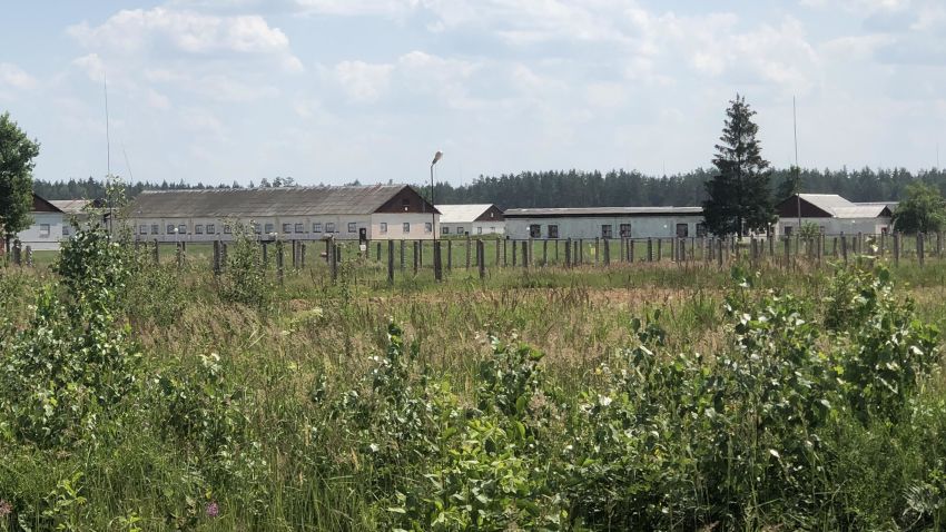 An apparent prison camp an hour's drive from the Belarusian capital Minsk, filmed and provided to CNN by activists.
