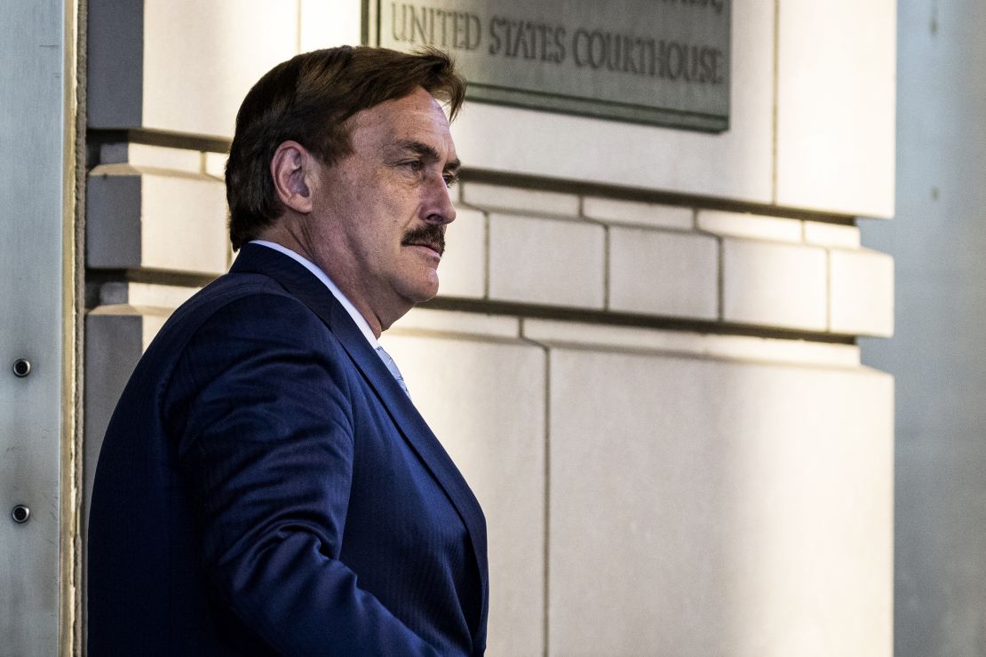 Mike Lindell departs from federal court in Washington, DC, on June 24, 2021.