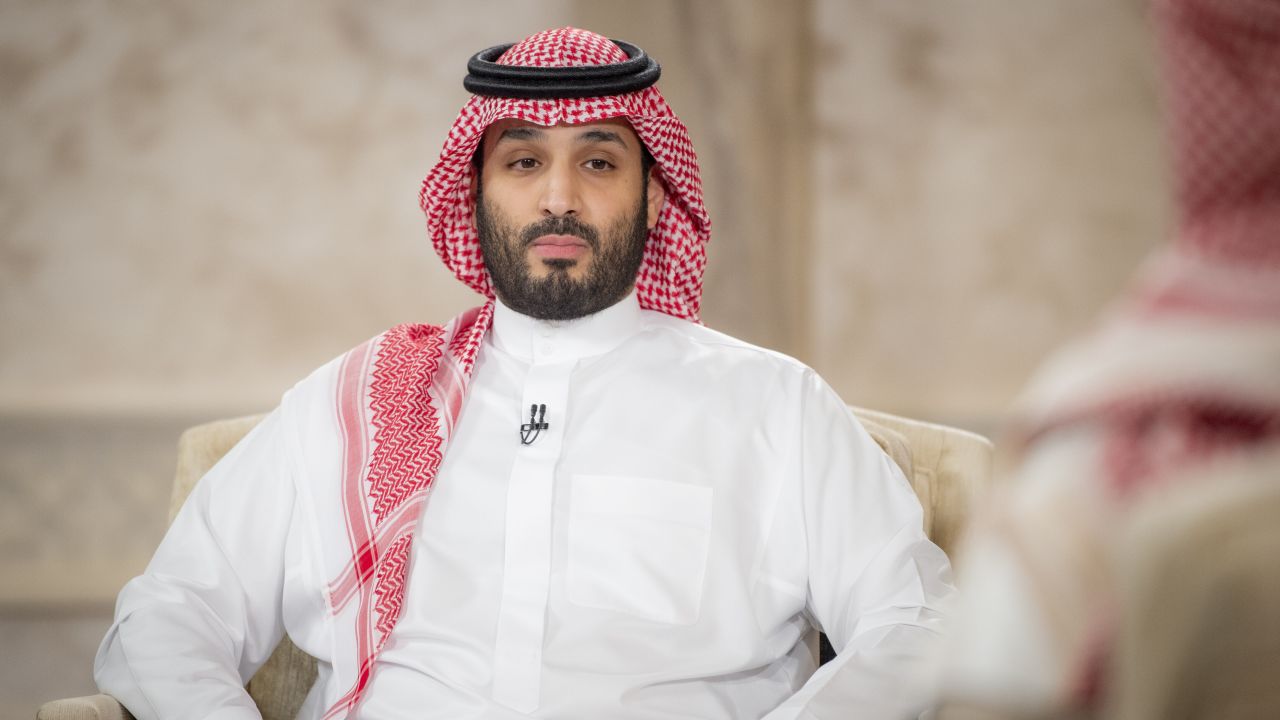 RIYADH, SAUDI ARABIA - APRIL 28 - Crown Prince of Saudi Arabia Mohammed bin Salman gives an interview to the official TV channel in Riyadh, Saudi Arabia on April 28, 2021. (Photo by Saudi Royal Council/Anadolu Agency via Getty Images)
