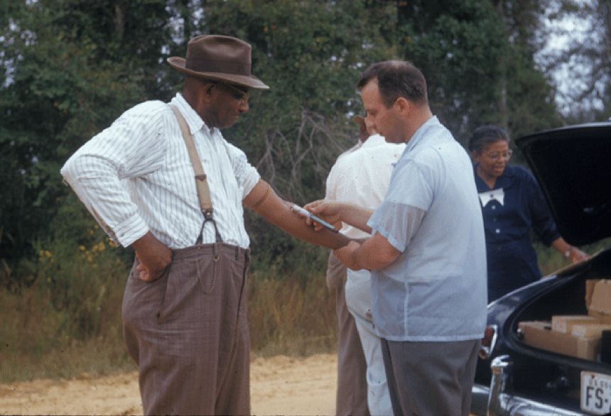 An undated  image shows a participant in the Tuskegee study. 