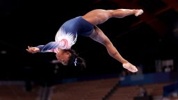 TOKYO, JAPAN - AUGUST 03: Simone Biles of Team United States competes in the Women's Balance Beam Final on day eleven of the Tokyo 2020 Olympic Games at Ariake Gymnastics Centre on August 03, 2021 in Tokyo, Japan. (Photo by Laurence Griffiths/Getty Images)