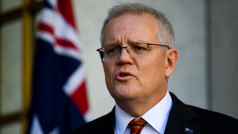 Australian Prime Minister Scott Morrison at a news conference in Canberra, Australia, on August 5.