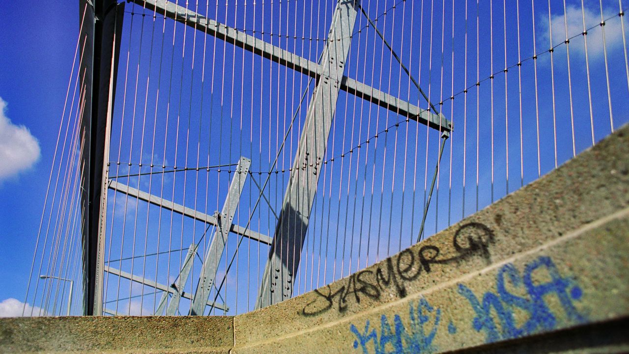 The Luminous Veil, seen here in 2004, provides a physical barrier at the Bloor Street Viaduct in Toronto.